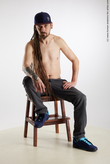 Casual Man White Sitting poses - simple Slim Brown Sitting poses - ALL Dreadlocks Standard Photoshoot Academic