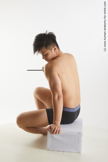 Underwear Man Asian Sitting poses - simple Slim Short Black Sitting poses - ALL Standard Photoshoot Academic