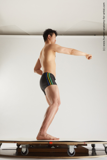 Underwear Martial art Man Asian Slim Short Black Multi angles poses Academic