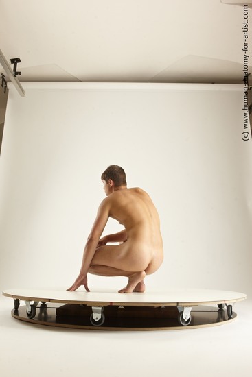 Nude Man White Kneeling poses - ALL Slim Short Brown Kneeling poses - on both knees Multi angles poses Realistic