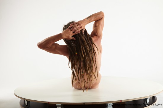 Nude Man White Sitting poses - simple Slim Brown Sitting poses - ALL Dreadlocks Standard Photoshoot Realistic