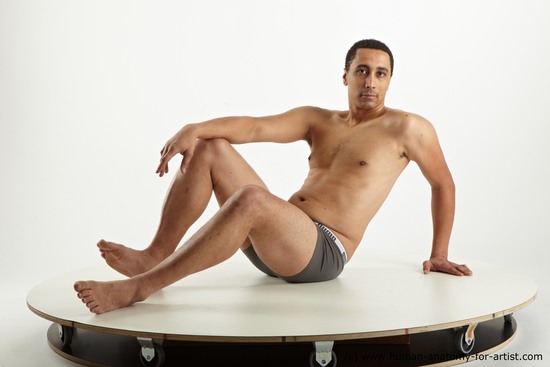 Nude Man Black Sitting poses - simple Slim Short Black Sitting poses - ALL Standard Photoshoot Realistic