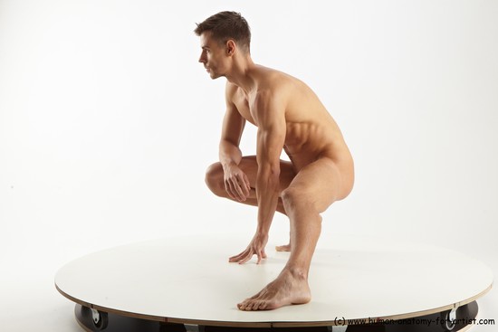 Nude Man White Sitting poses - simple Slim Short Brown Sitting poses - ALL Standard Photoshoot Realistic