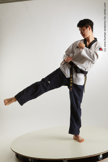 Sportswear Martial art Man Asian Standing poses - ALL Slim Short Black Standard Photoshoot Academic Fighting poses - ALL