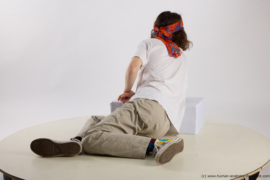 Casual Man White Laying poses - ALL Athletic Long Brown Laying poses - on back Standard Photoshoot  Academic