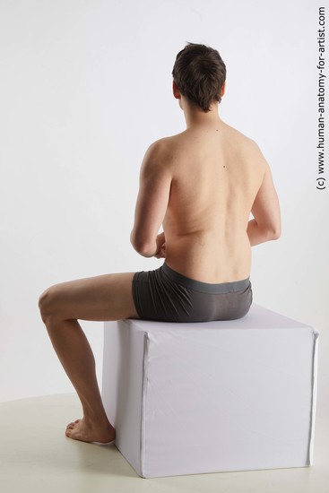 Underwear Man White Sitting poses - simple Slim Short Brown Sitting poses - ALL Standard Photoshoot Academic