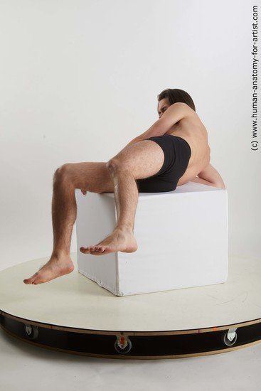 Underwear Man White Laying poses - ALL Slim Short Brown Laying poses - on back Standard Photoshoot Academic