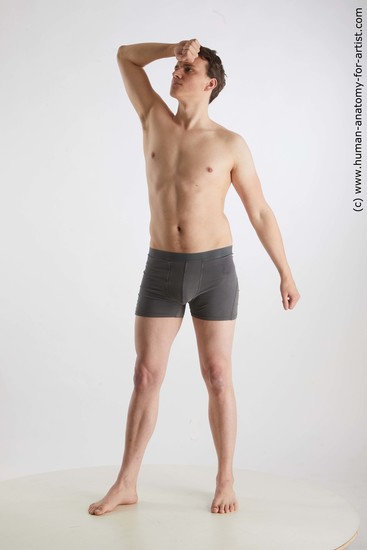 Underwear Man White Standing poses - ALL Slim Short Brown Standing poses - simple Standard Photoshoot Academic