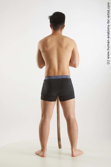 Underwear Man Asian Standing poses - ALL Slim Short Black Standing poses - simple Standard Photoshoot Academic