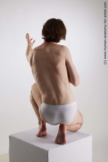 Underwear Man White Kneeling poses - ALL Slim Medium Brown Kneeling poses - on one knee Standard Photoshoot Academic