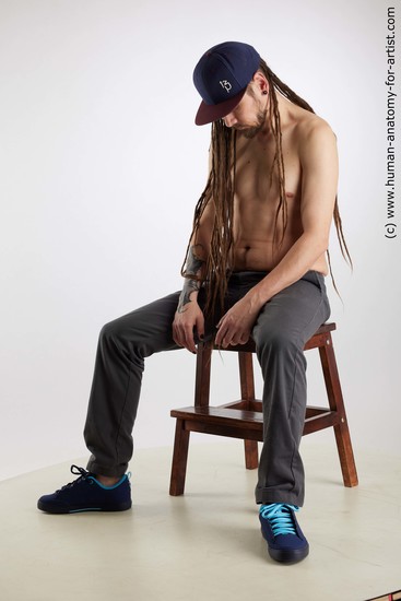 Casual Man White Sitting poses - simple Slim Brown Sitting poses - ALL Dreadlocks Standard Photoshoot Academic