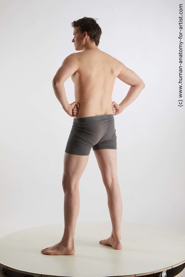 Underwear Man White Standing poses - ALL Slim Short Brown Standing poses - simple Standard Photoshoot Academic