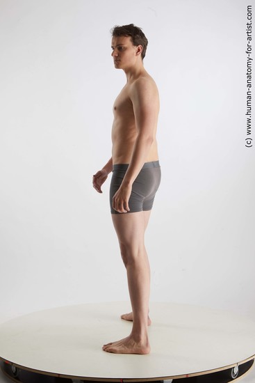 Underwear Man White Standing poses - ALL Slim Short Brown Standing poses - simple Standard Photoshoot Academic