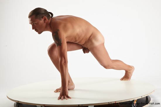 Nude Man White Kneeling poses - ALL Slim Medium Brown Kneeling poses - on one knee Standard Photoshoot Realistic