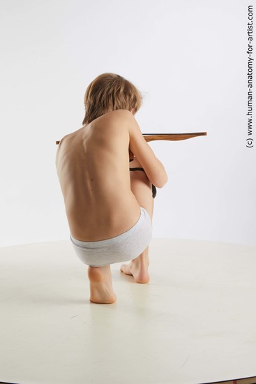 Underwear Man White Kneeling poses - ALL Slim Short Blond Kneeling poses - on both knees Standard Photoshoot  Academic