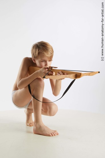 Underwear Man White Kneeling poses - ALL Slim Short Blond Kneeling poses - on both knees Standard Photoshoot  Academic