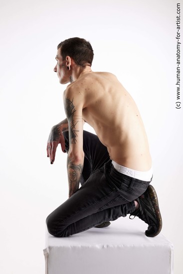 Casual Man White Kneeling poses - ALL Underweight Short Brown Kneeling poses - on one knee Standard Photoshoot Academic