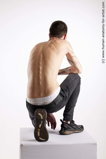 Casual Man White Kneeling poses - ALL Underweight Short Brown Kneeling poses - on one knee Standard Photoshoot Academic