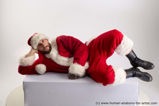 Man White Laying poses - ALL Muscular Short Brown Laying poses - on side Standard Photoshoot Academic