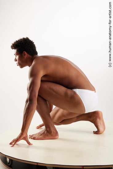 Swimsuit Man Black Kneeling poses - ALL Athletic Short Kneeling poses - on one knee Black Standard Photoshoot Academic