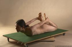 Nude Man Another Laying poses - ALL Slim Long Brown Laying poses - on stomach Realistic