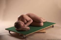 Nude Man White Laying poses - ALL Average Short Brown Laying poses - on side Realistic
