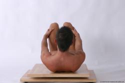 Nude Man White Kneeling poses - ALL Slim Short Brown Realistic