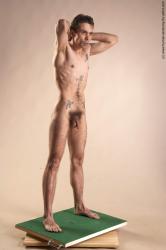 Nude Man White Standing poses - ALL Underweight Short Brown Standing poses - simple Realistic