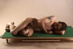 Nude Man White Kneeling poses - ALL Underweight Short Brown Realistic