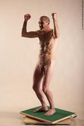 Nude Man White Standing poses - ALL Slim Bald Standing poses - simple Realistic