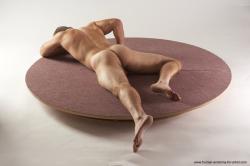 Nude Man White Laying poses - ALL Slim Short Brown Laying poses - on stomach Realistic