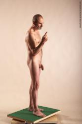 Nude Man White Standing poses - ALL Slim Bald Standing poses - simple Realistic