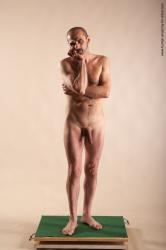 Nude Man White Standing poses - ALL Slim Bald Standing poses - simple Realistic