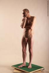 Nude Man White Standing poses - ALL Slim Bald Standing poses - simple Realistic