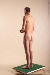 Nude Man White Standing poses - ALL Slim Bald Standing poses - simple Realistic