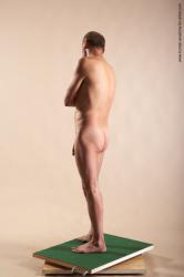 Nude Man White Standing poses - ALL Slim Bald Standing poses - simple Realistic