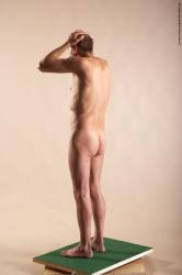 Nude Man White Standing poses - ALL Slim Bald Standing poses - simple Realistic