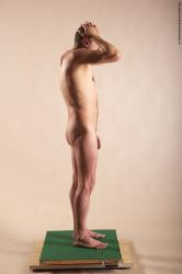 Nude Man White Standing poses - ALL Slim Bald Standing poses - simple Realistic