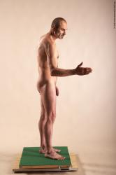 Nude Man White Standing poses - ALL Slim Bald Standing poses - simple Realistic