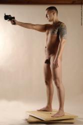 Nude Fighting with gun Man White Standing poses - ALL Average Short Brown Standing poses - simple Realistic