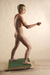 Nude Man White Moving poses Slim Short Brown Realistic