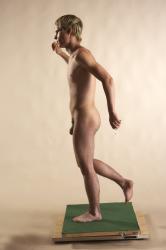 Nude Man White Moving poses Slim Short Brown Realistic