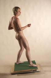 Nude Man White Moving poses Slim Short Brown Realistic