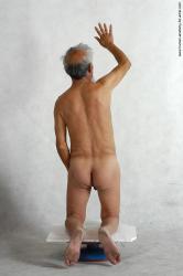 and more Nude Man Asian Kneeling poses - ALL Slim Short Grey Realistic