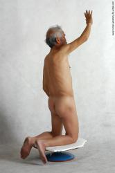 and more Nude Man Asian Kneeling poses - ALL Slim Short Grey Realistic