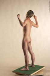 Nude Man White Moving poses Slim Short Blond Realistic