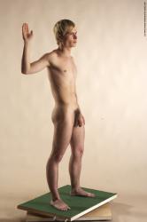 Nude Man White Moving poses Slim Short Blond Realistic