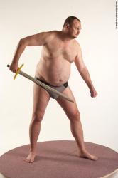 Underwear Fighting with sword Man White Standing poses - ALL Chubby Short Brown Standing poses - simple Academic