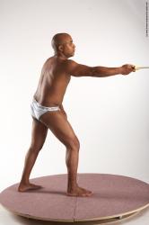 Underwear Fighting with sword Man Black Standing poses - ALL Average Bald Standing poses - simple Academic