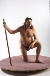Nude Man Another Kneeling poses - ALL Chubby Long Grey Realistic